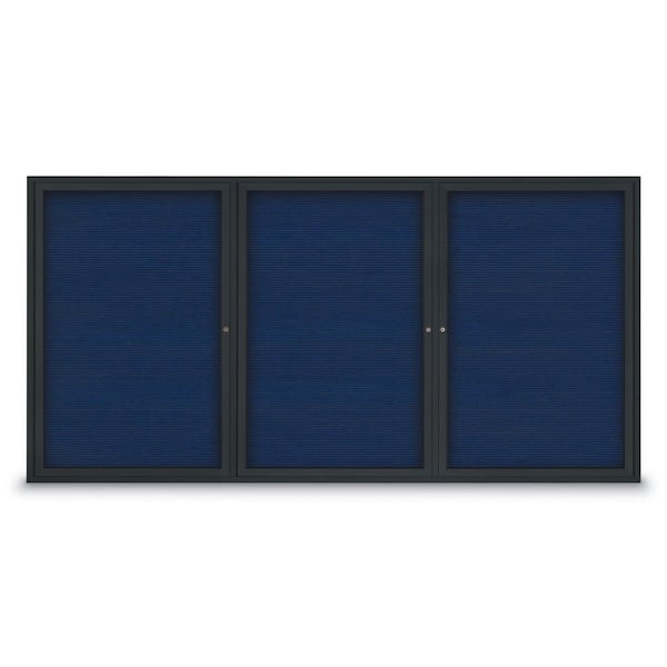 18"x24" 1-Door Enclosed Outdoor Letterboard, Blue Felt/Black Alum